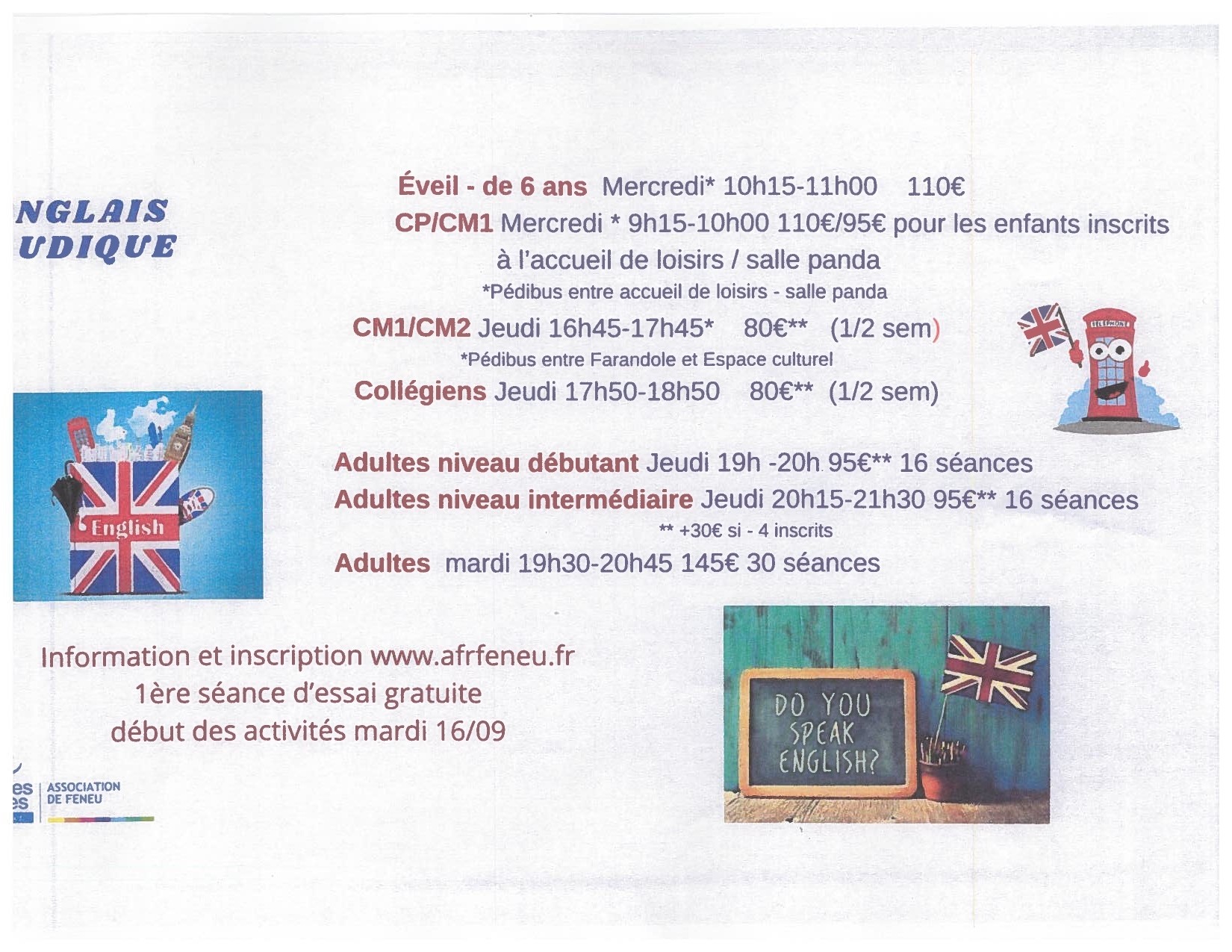 AFR cours d'anglais