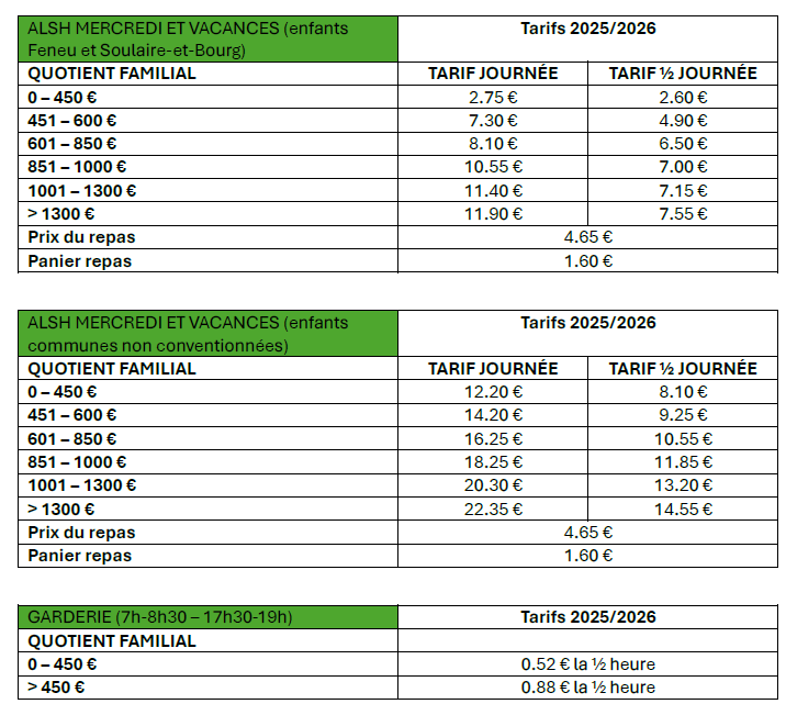 tarifs 25-26 alsh
