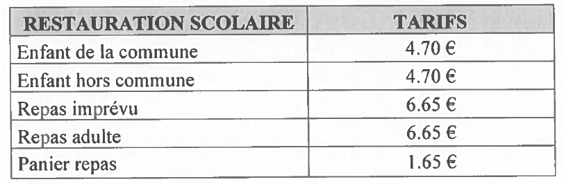 Tarifs RS 2026/2027